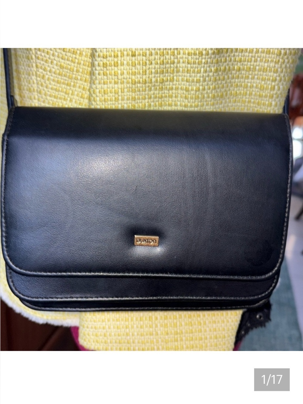 Buxton Crossbody bag/wallet / 2 ID holders 8 card slots soft leather Black